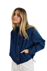 RHYTHM Women's Juna Denim Funnel Jacket Dark Blue Wash Women's Street Jackets Rhythm 