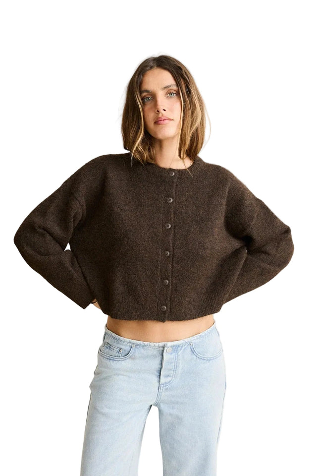 RHYTHM Women's Estelle Fluffy Knit Cardigan Chocolate Women's Sweaters Rhythm 