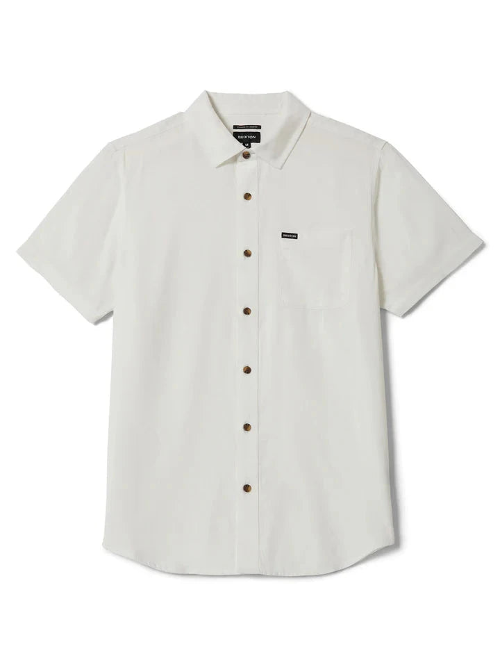 BRIXTON Charter Slub Short Sleeve Button Up Shirt Off White Men's Short Sleeve Button Up Shirts Brixton 