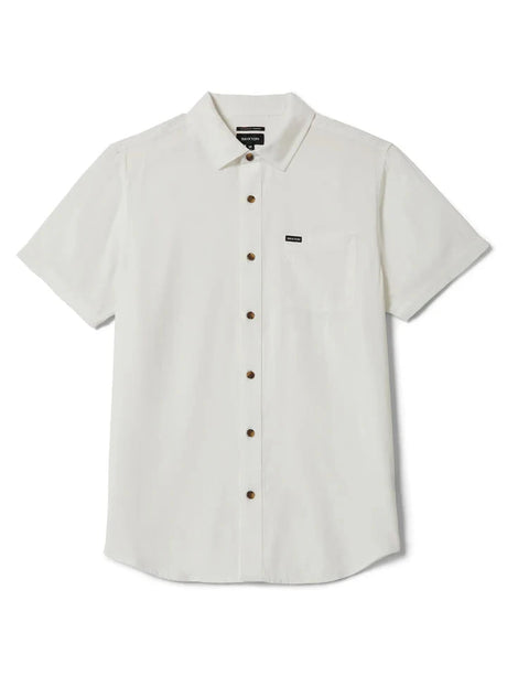 BRIXTON Charter Slub Short Sleeve Button Up Shirt Off White Men's Short Sleeve Button Up Shirts Brixton 