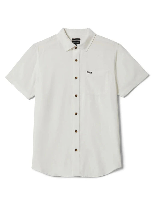 BRIXTON Charter Slub Short Sleeve Button Up Shirt Off White Men's Short Sleeve Button Up Shirts Brixton 