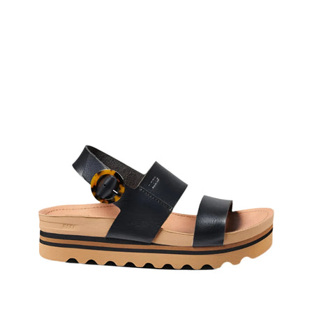 REEF Women's Vista Hi Buckle Sandals Black/Tan Women's Sandals Reef 