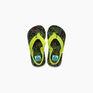 REEF Toddler Little Ahi Sandals Neon Palm Youth Sandals Reef 