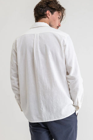 RHYTHM Classic Linen Long Sleeve Button Up Vintage White Men's Long Sleeve Button Up Shirts Rhythm 