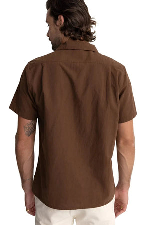 RHYTHM Classic Linen Short Sleeve Button Up Shirt Chocolate Men's Short Sleeve Button Up Shirts Rhythm 