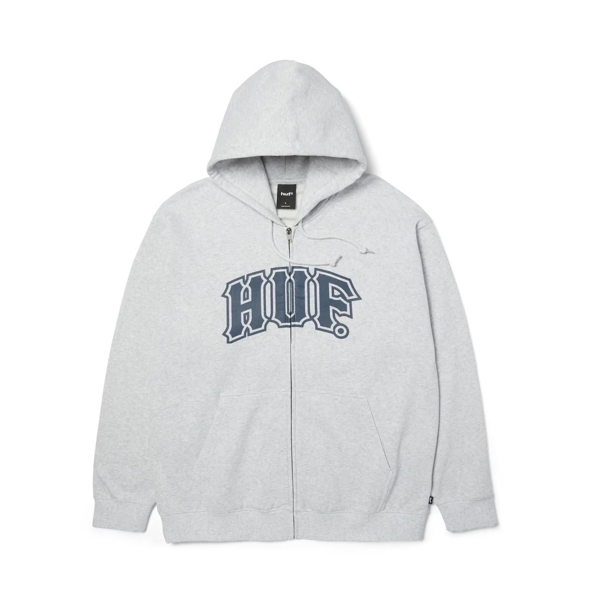 HUF Classic Arch Full-Zip Hoodie Heather Grey/Navy Men's Zip Hoodies Freeride Boardshop 