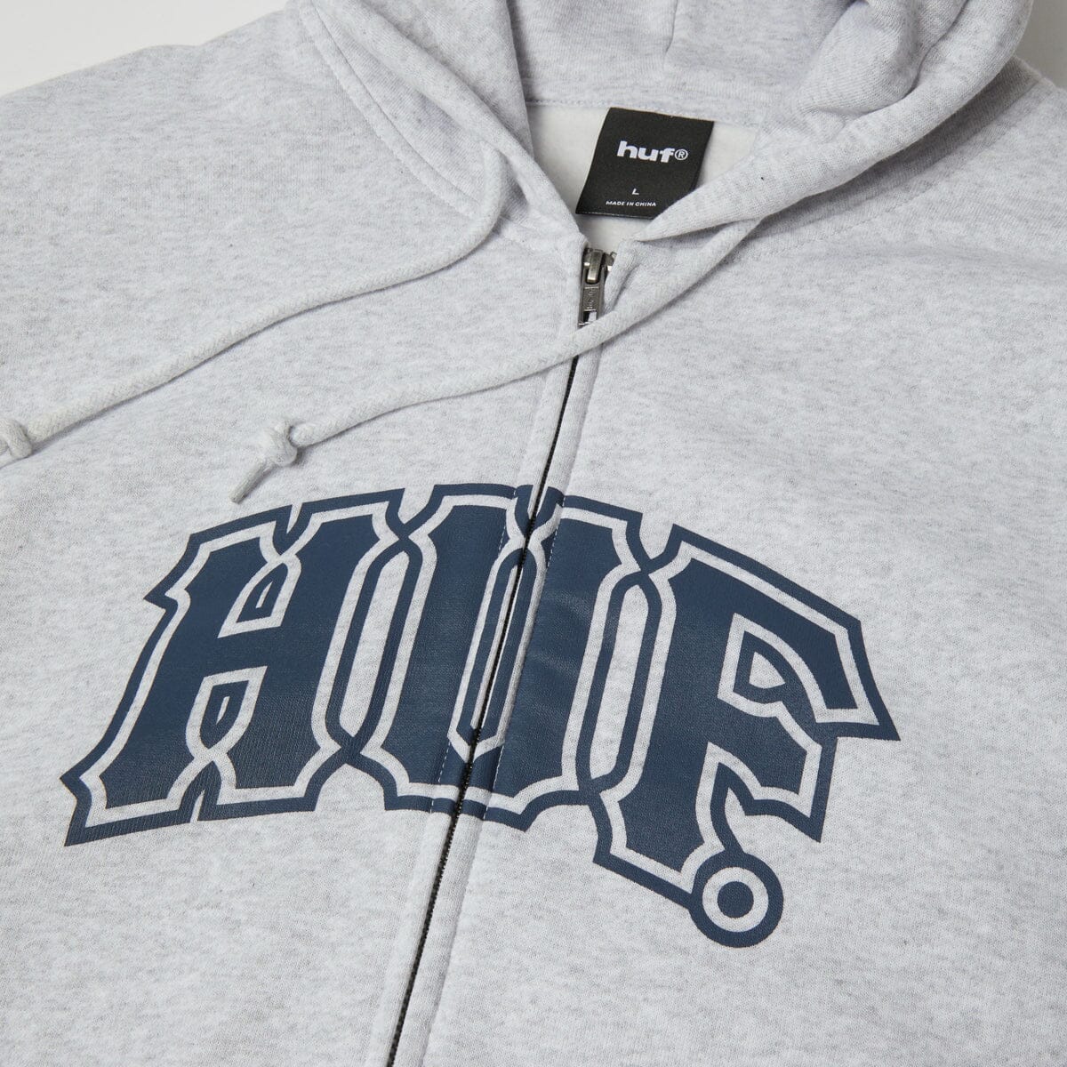 HUF Classic Arch Full-Zip Hoodie Heather Grey/Navy Men's Zip Hoodies Freeride Boardshop 