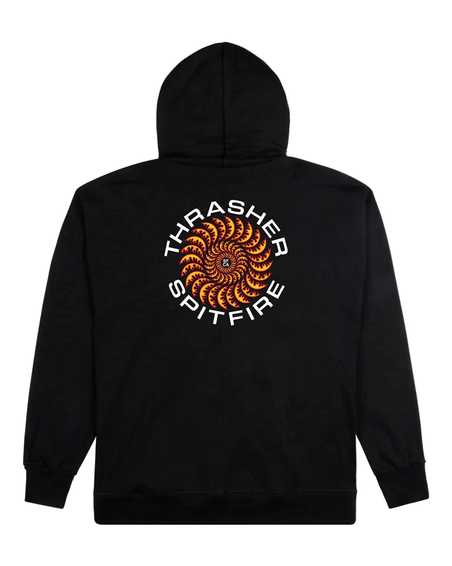 THRASHER Spitfire X Thrasher Classic Swirl Hoodie Black Men's Pullover Hoodies Thrasher 
