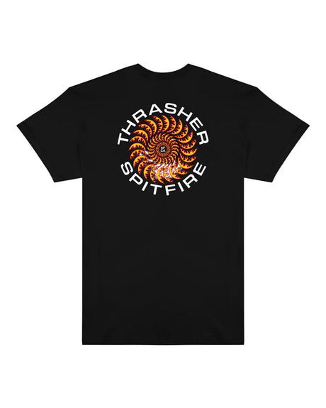 THRASHER Spitfire X Thrasher Classic Swirl T-Shirt Black Men's Short Sleeve T-Shirts Thrasher 
