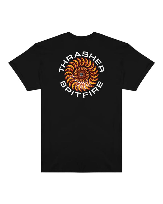 THRASHER Spitfire X Thrasher Classic Swirl T-Shirt Black Men's Short Sleeve T-Shirts Thrasher 