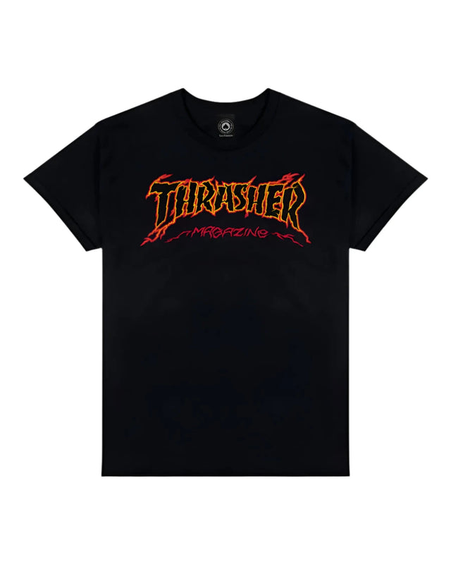 THRASHER Cracked by Exteenager T-Shirt Black Men's Short Sleeve T-Shirts Thrasher 