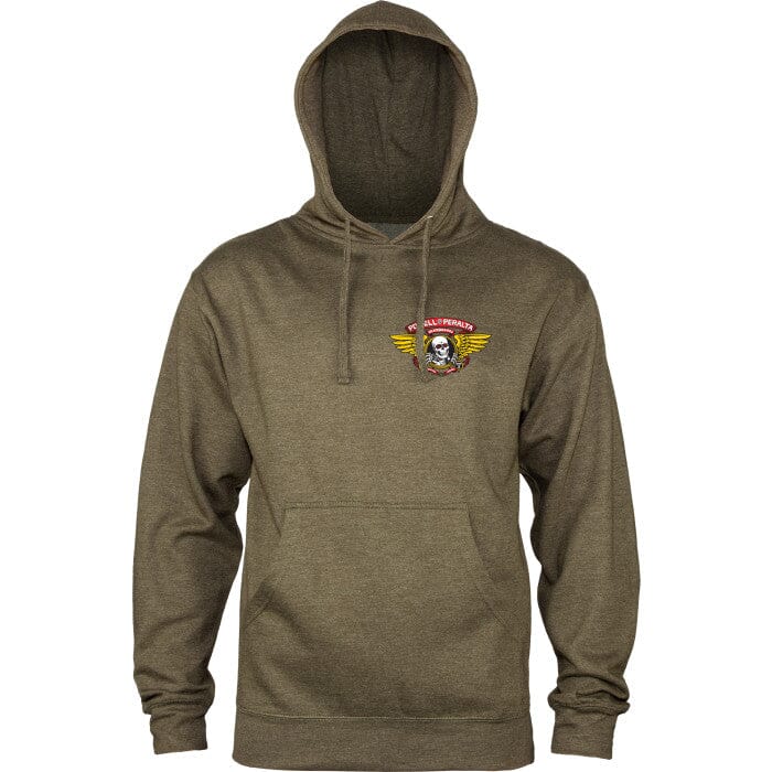 POWELL PERALTA Winged Ripper Pullover Hoodie Army Heather Men's Pullover Hoodies Powell Peralta 