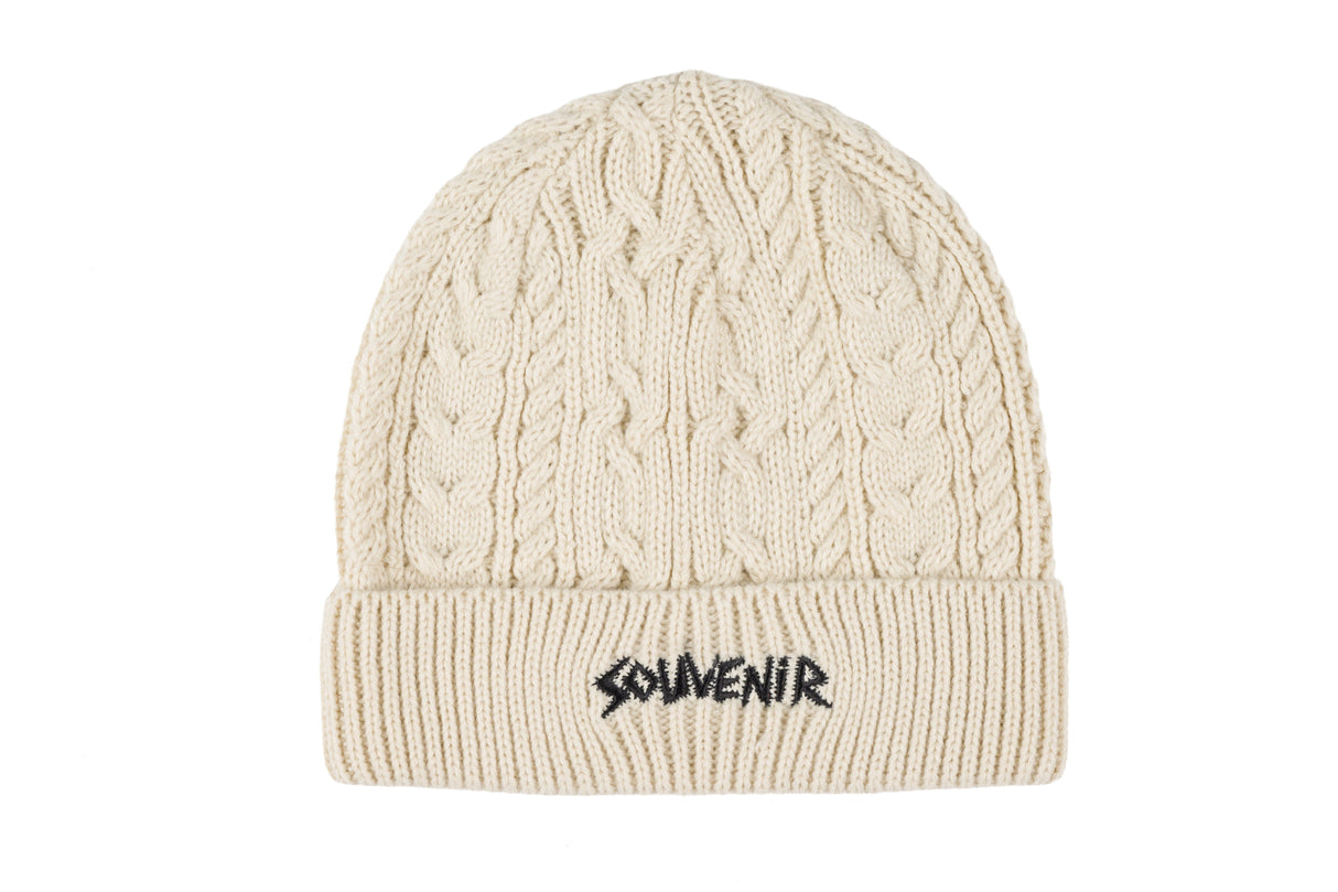 SOUVENIR Cable Knit Beanie White Men's Beanies Souvenir 