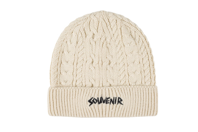 SOUVENIR Cable Knit Beanie White Men's Beanies Souvenir 