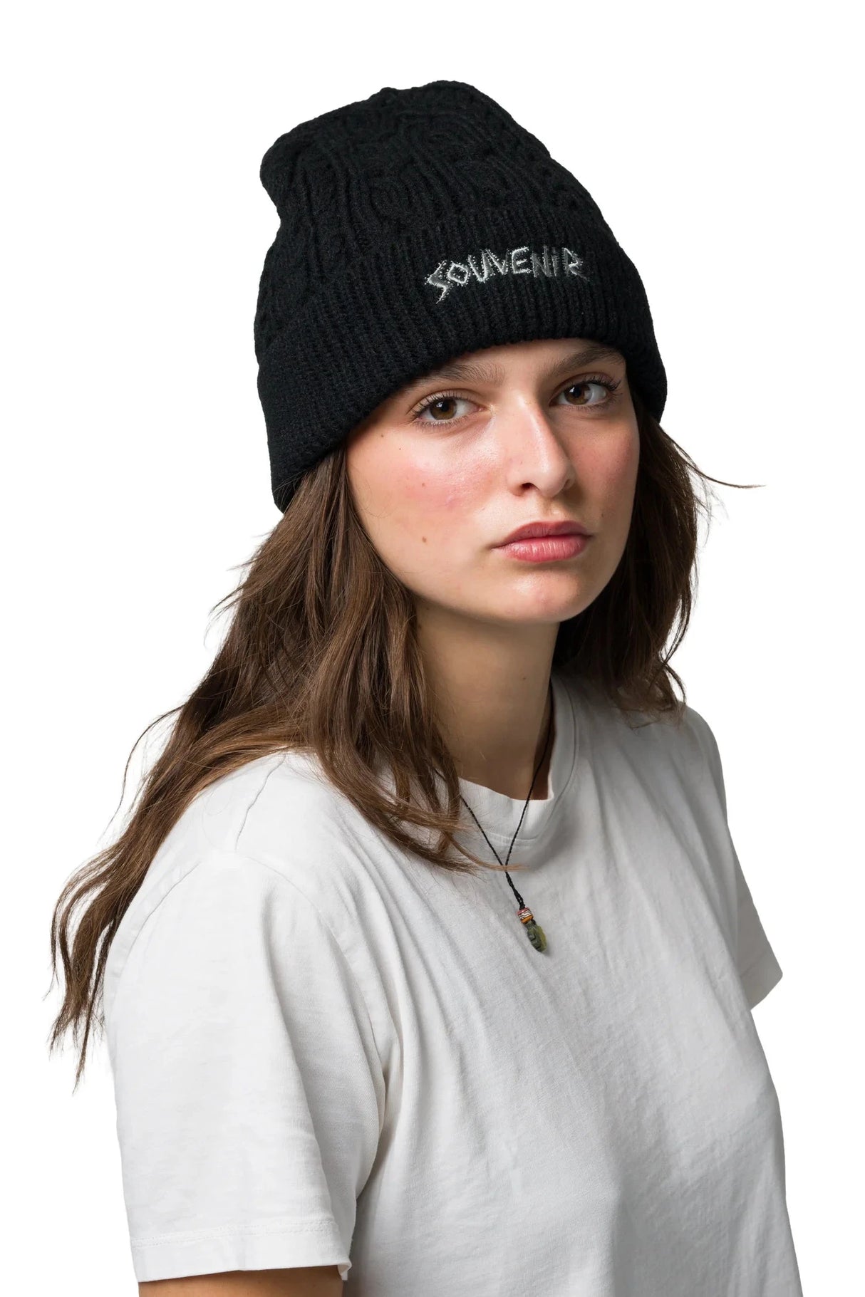 SOUVENIR Cable Knit Beanie Black Men's Beanies Souvenir 
