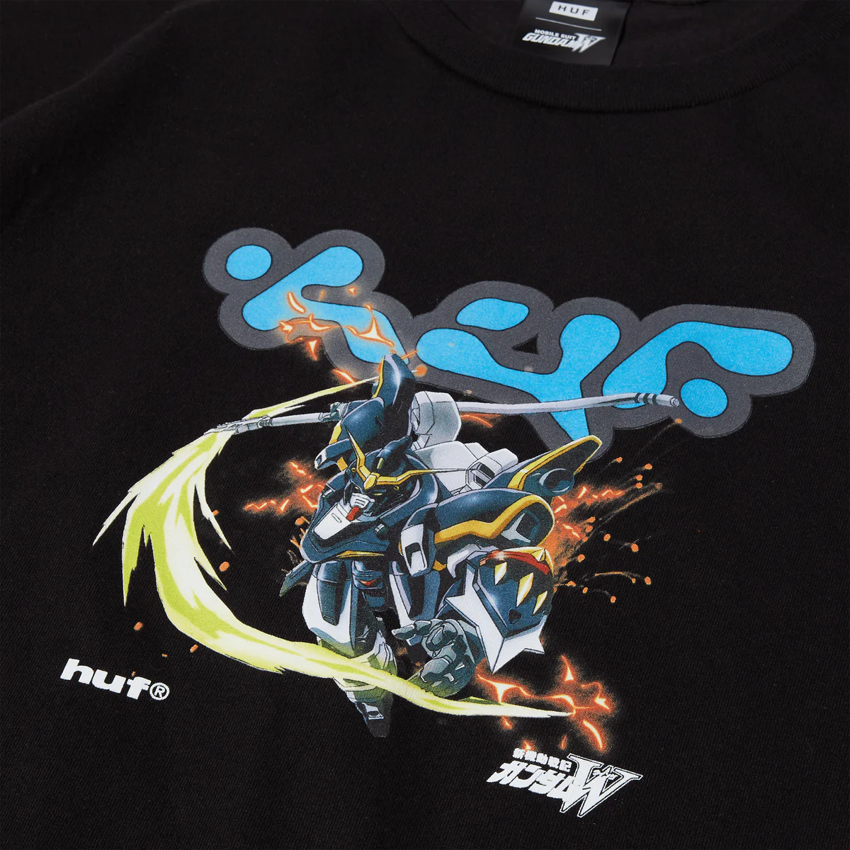 HUF x Gundam DeathScythe T-Shirt Black Men's Short Sleeve T-Shirts huf 