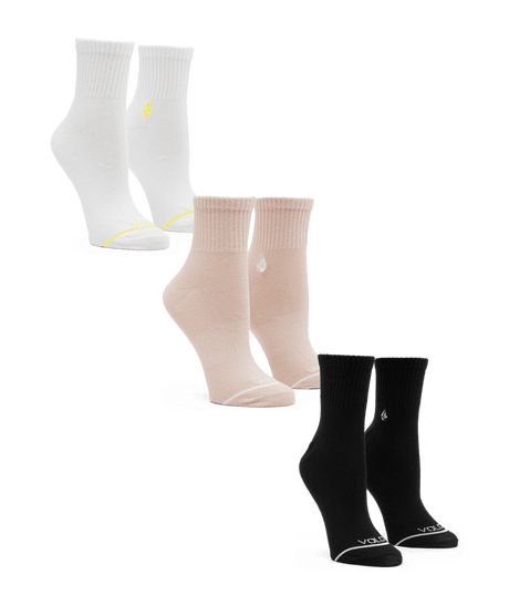 VOLCOM Women's The New Crew Socks 3 Pack Assorted Women's Socks Volcom 