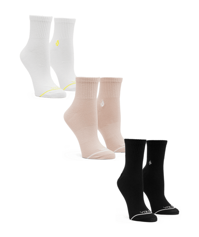 VOLCOM Women's The New Crew Socks 3 Pack Assorted Women's Socks Volcom 