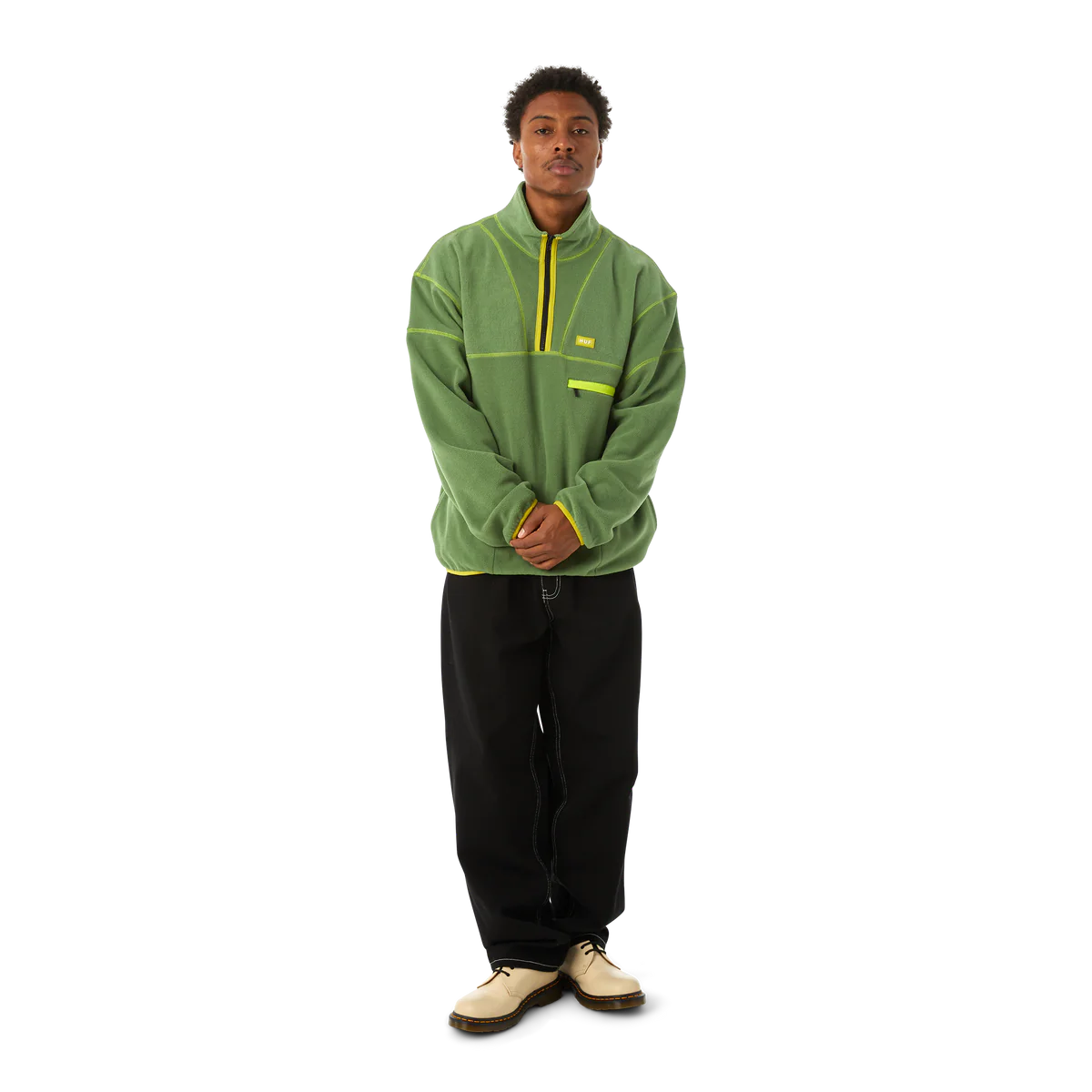 HUF Elysian Quarter Zip Fleece Pullover Avocado Men's Crewnecks huf 