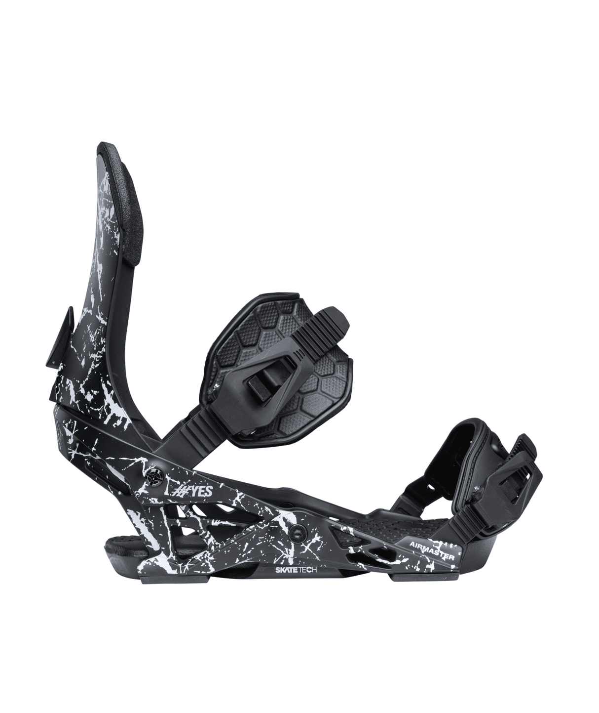 #YES Airmaster Snowboard Bindings Splatter White 2026 Men's Snowboard Bindings Yes Snowboards 