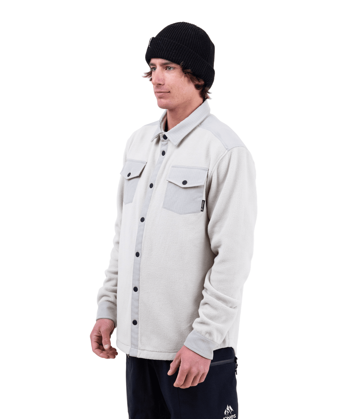 JONES December Recycled Fleece Shirt Smoke Grey Men's Base Layers Jones Snowboards 