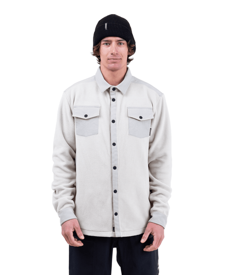 JONES December Recycled Fleece Shirt Smoke Grey Men's Base Layers Jones Snowboards 