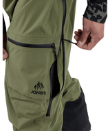 JONES MTN Surf Recycled Bib Snow Pants Moss Green 2026 Men's Snow Bib Pants Jones Snowboards 