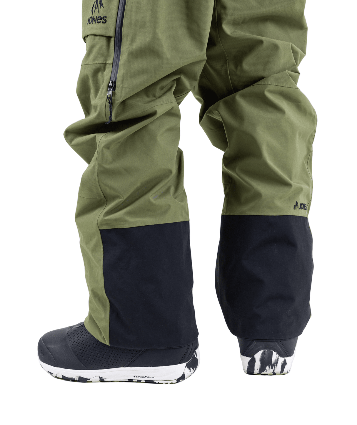 JONES MTN Surf Recycled Bib Snow Pants Moss Green 2026 Men's Snow Bib Pants Jones Snowboards 