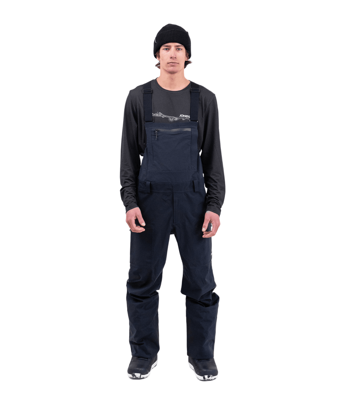 JONES Shralpinist Stretch Recycled 3L Bib Snow Pants Stealth Black 2026 Men's Snow Bib Pants Jones Snowboards 
