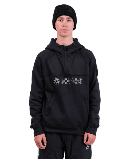 JONES Recycled Fleece Riding Hoodie Stealth Black Men's Pullover Hoodies Jones Snowboards 