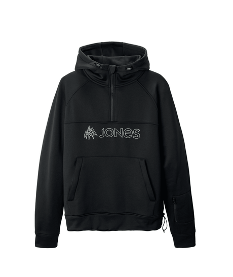 JONES Recycled Fleece Riding Hoodie Stealth Black Men's Pullover Hoodies Jones Snowboards 
