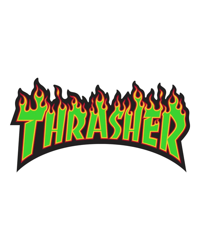 THRASHER Flame 6" Green Sticker Stickers Thrasher 