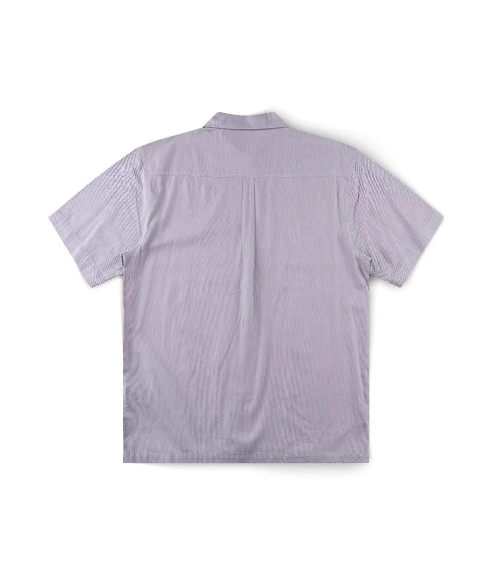 FORMER Vivian Boxy Stripe Button Up Shirt Grey Men's Short Sleeve Button Up Shirts Former 