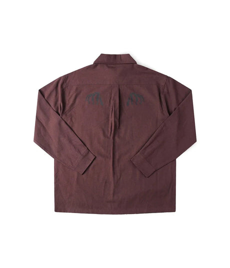 FORMER Vivian Engineered Long Sleeve Button-Up Shirt Bark Men's Long Sleeve Button Up Shirts Former 