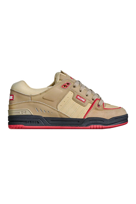 GLOBE Fusion Shoe Khaki/Red Men's Skate Shoes Globe 