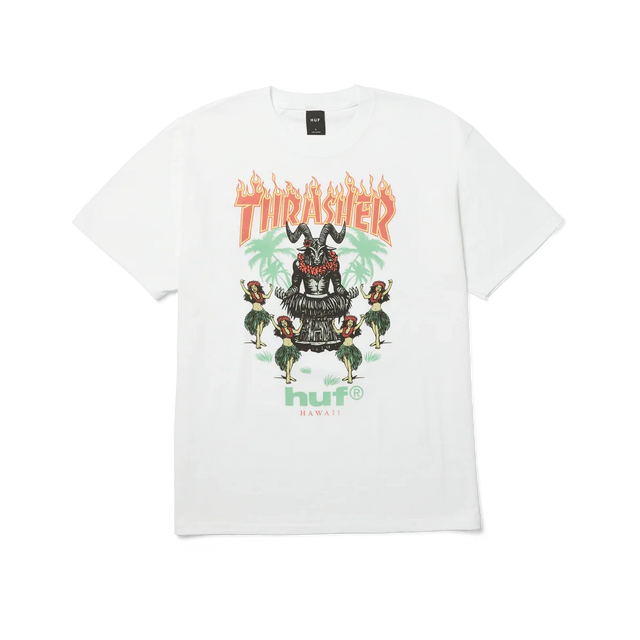 HUF x Thrasher Goat Luau T-Shirt White Men's Short Sleeve T-Shirts Huf 