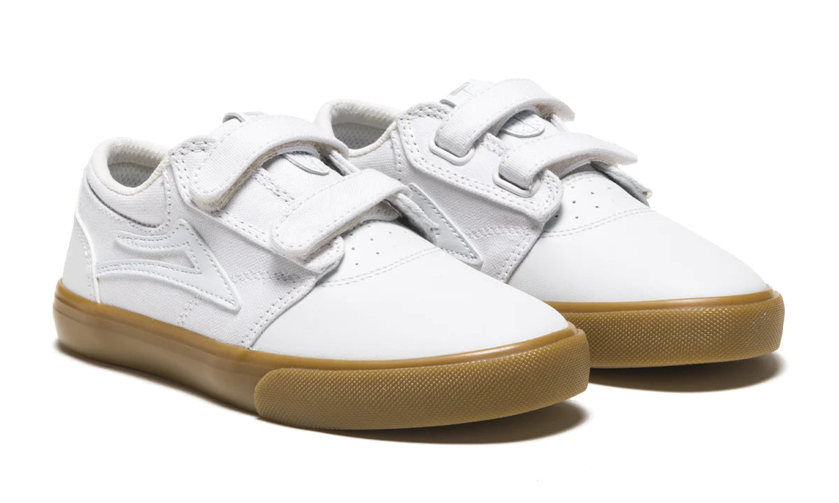 LAKAI Kids Griffin Shoes White/Gum Suede Youth and Toddler Skate Shoes Lakai 
