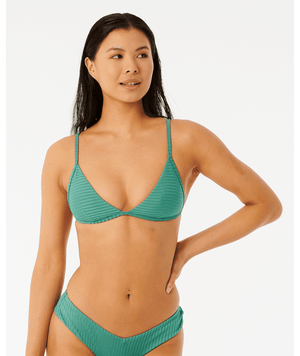 RIP CURL Women's Premium Surf Banded Fixed Tri Bikini Top Teal Women's Bikini Tops Rip Curl 