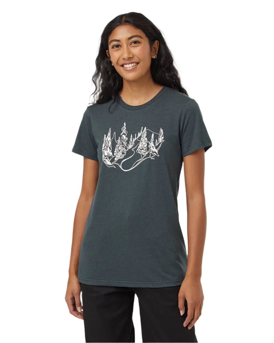 TENTREE Women's Snowy Trees T-Shirt Forest River Green/Vintage White Women's Short Sleeve T-Shirts Tentree 