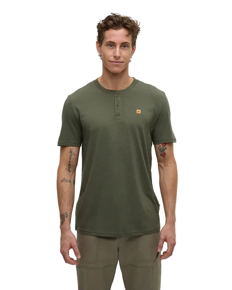 TENTREE Baker Henley T-Shirt Deep Olive Men's Short Sleeve T-Shirts Tentree 
