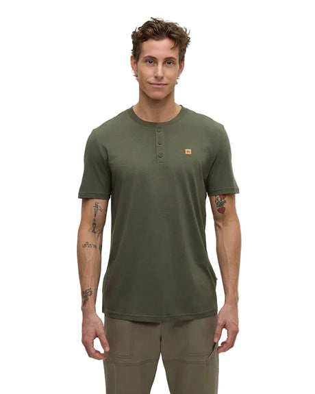 TENTREE Baker Henley T-Shirt Deep Olive Men's Short Sleeve T-Shirts Tentree 