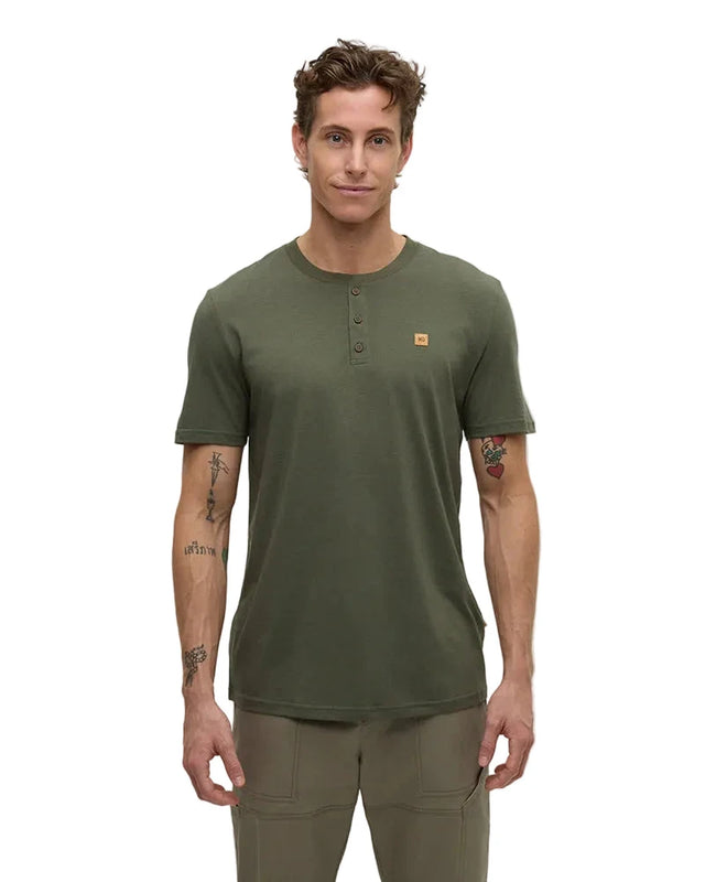 TENTREE Baker Henley T-Shirt Deep Olive Men's Short Sleeve T-Shirts Tentree 