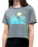 TENTREE Women's Sea Forestation Crop T-Shirt Anchor Grey/Sea Blue Women's Short Sleeve T-Shirts Tentree 