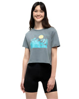 TENTREE Women's Sea Forestation Crop T-Shirt Anchor Grey/Sea Blue Women's Short Sleeve T-Shirts Tentree 