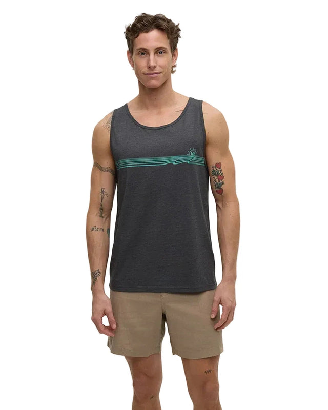 TENTREE Weekend Wave Tank Graphite Heather/Turquoise Sky Men's Tank Tops Tentree 