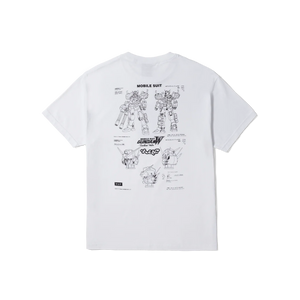 HUF x Gundam Heavy Arms Schematics T-Shirt White Men's Short Sleeve T-Shirts huf 