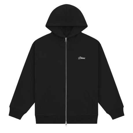 DIME Cursive Small Logo Zip Hoodie Black Men's Zip Hoodies Dime MTL 