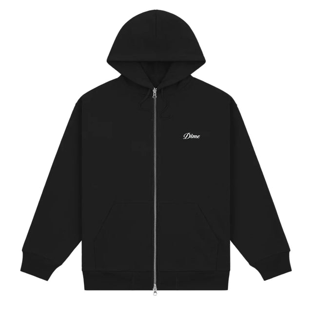 DIME Cursive Small Logo Zip Hoodie Black Men's Zip Hoodies Dime MTL 