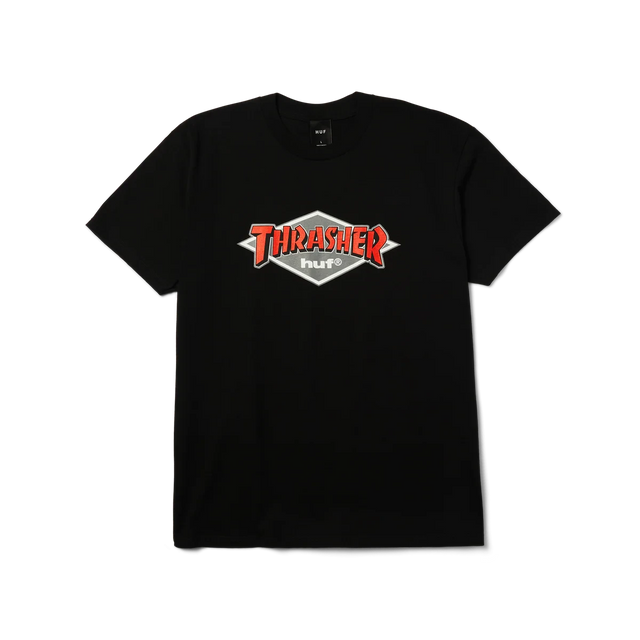 HUF x Thrasher Logo T-Shirt Black Men's Short Sleeve T-Shirts Huf 