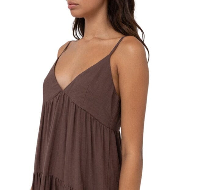 RHYTHM Women's Classic Tiered Midi Dress Chocolate Women's Dresses Rhythm 